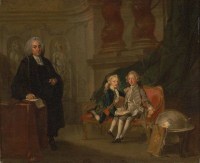 Prins George en Prins Edward Augustus, zonen van Frederick, Prins van Wales, met hun tutor Dr. F... door Richard Wilson